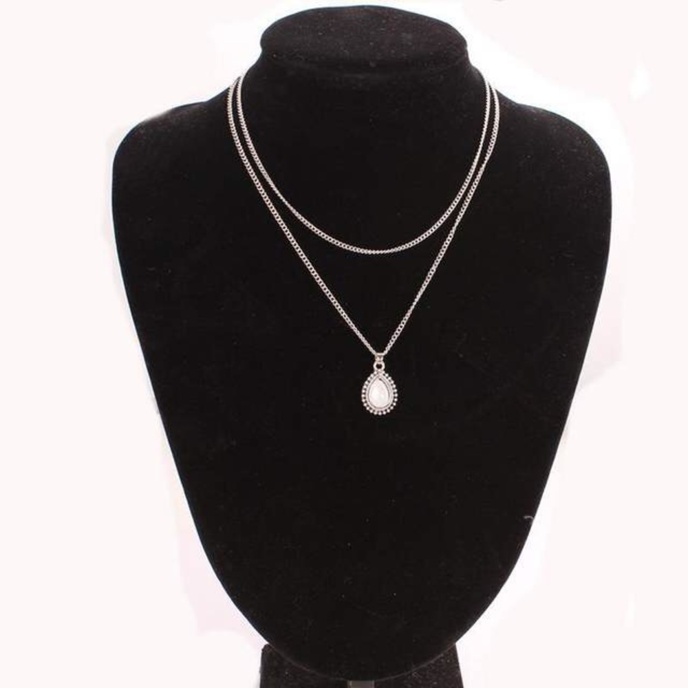 Opal Silver Chain Boho Necklace - Picture 3 of 3
